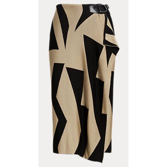 NWT Ralph Lauren Black and Tan Midi Skirt - Picture 1 of 13